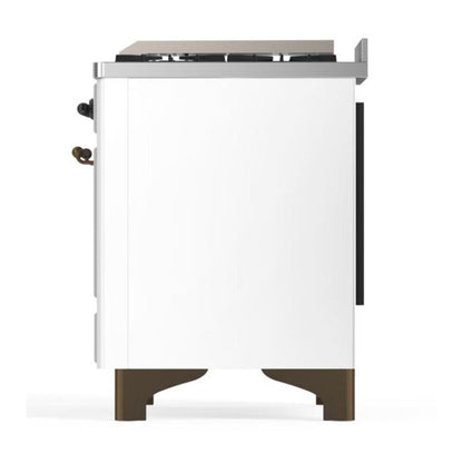 ILVE Majestic II 36 inch Triple Glass Door Natural Gas Dual Fuel Range Burnished White