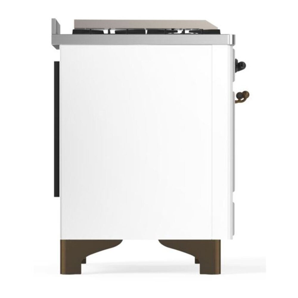 ILVE Majestic II 36 inch Triple Glass Door Natural Gas Dual Fuel Range Burnished White
