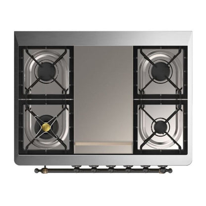ILVE Majestic II 36 inch Triple Glass Door Natural Gas Dual Fuel Range Burnished White