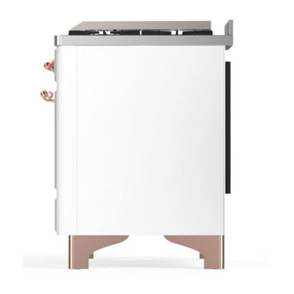 ILVE Majestic II 36 inch Triple Glass Door Natural Gas Dual Fuel Range Copper White