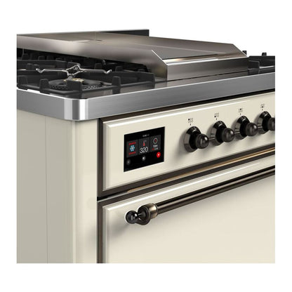 ILVE Majestic II 36 inch Solid Door Natural Gas Dual Fuel Range Burnished Antique White