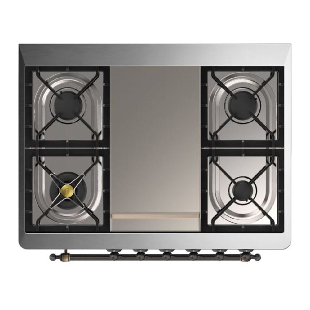 ILVE Majestic II 36 inch Solid Door Natural Gas Dual Fuel Range Burnished Antique White