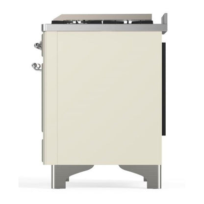 ILVE Majestic II 36 inch Solid Door Natural Gas Dual Fuel Range Chrome Antique White