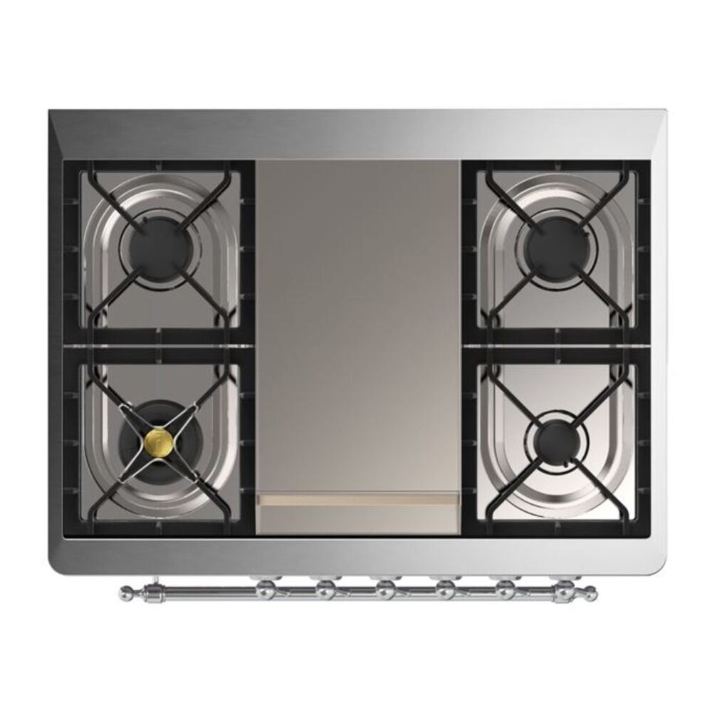 ILVE Majestic II 36 inch Solid Door Natural Gas Dual Fuel Range Chrome Antique White