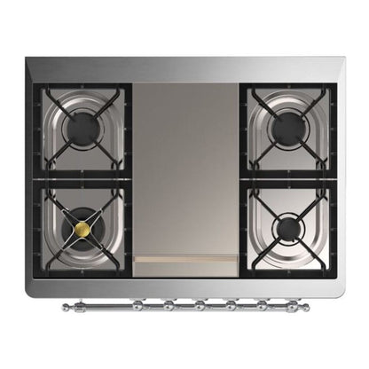 ILVE Majestic II 36 inch Solid Door Natural Gas Dual Fuel Range Chrome Antique White
