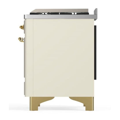 ILVE Majestic II 36 inch Solid Door Natural Gas Dual Fuel Range Brass Antique White