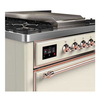 ILVE Majestic II 36 inch Solid Door Natural Gas Dual Fuel Range Copper Antique White