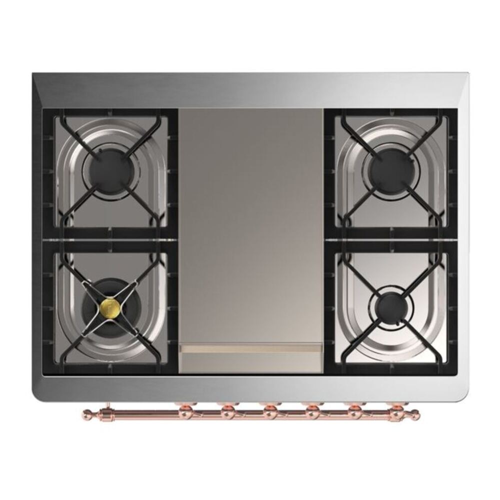 ILVE Majestic II 36 inch Solid Door Natural Gas Dual Fuel Range Copper Antique White