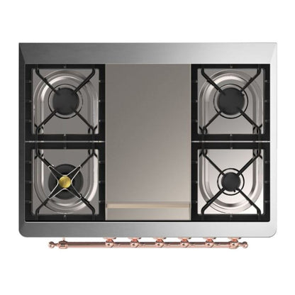 ILVE Majestic II 36 inch Solid Door Natural Gas Dual Fuel Range Copper Antique White