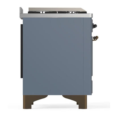 ILVE Majestic II 36" Blue Grey Dual Fuel Range with 6 Burners and Griddle Solid Door Liquid Propane