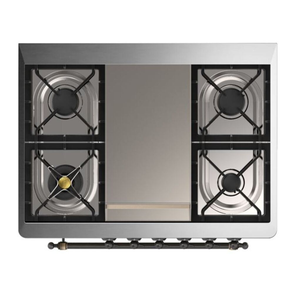 ILVE Majestic II 36" Blue Grey Dual Fuel Range with 6 Burners and Griddle Solid Door Liquid Propane