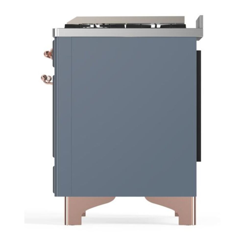 ILVE Majestic II 36 inch Solid Door Natural Gas Dual Fuel Range Copper Blue Grey