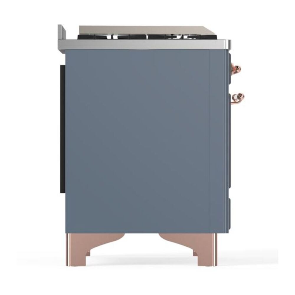 ILVE Majestic II 36 inch Solid Door Natural Gas Dual Fuel Range Copper Blue Grey