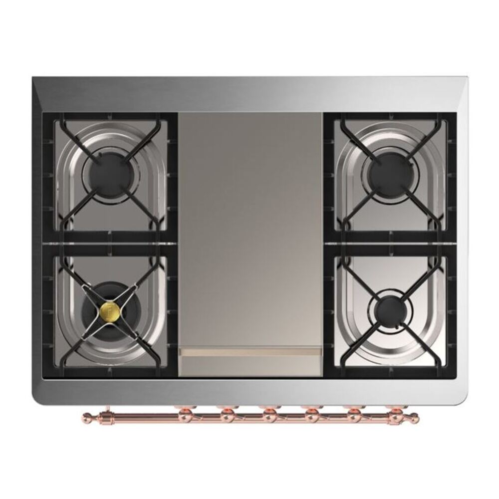 ILVE Majestic II 36 inch Solid Door Natural Gas Dual Fuel Range Copper Blue Grey