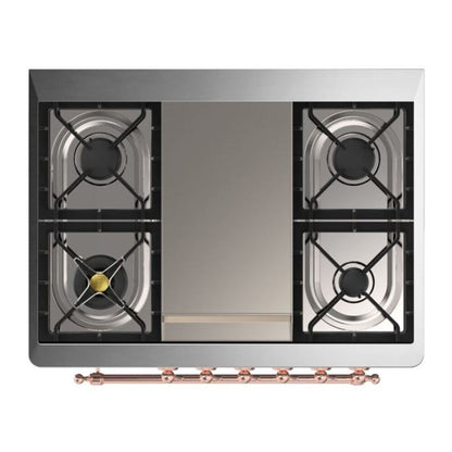ILVE Majestic II 36 inch Solid Door Natural Gas Dual Fuel Range Copper Blue Grey