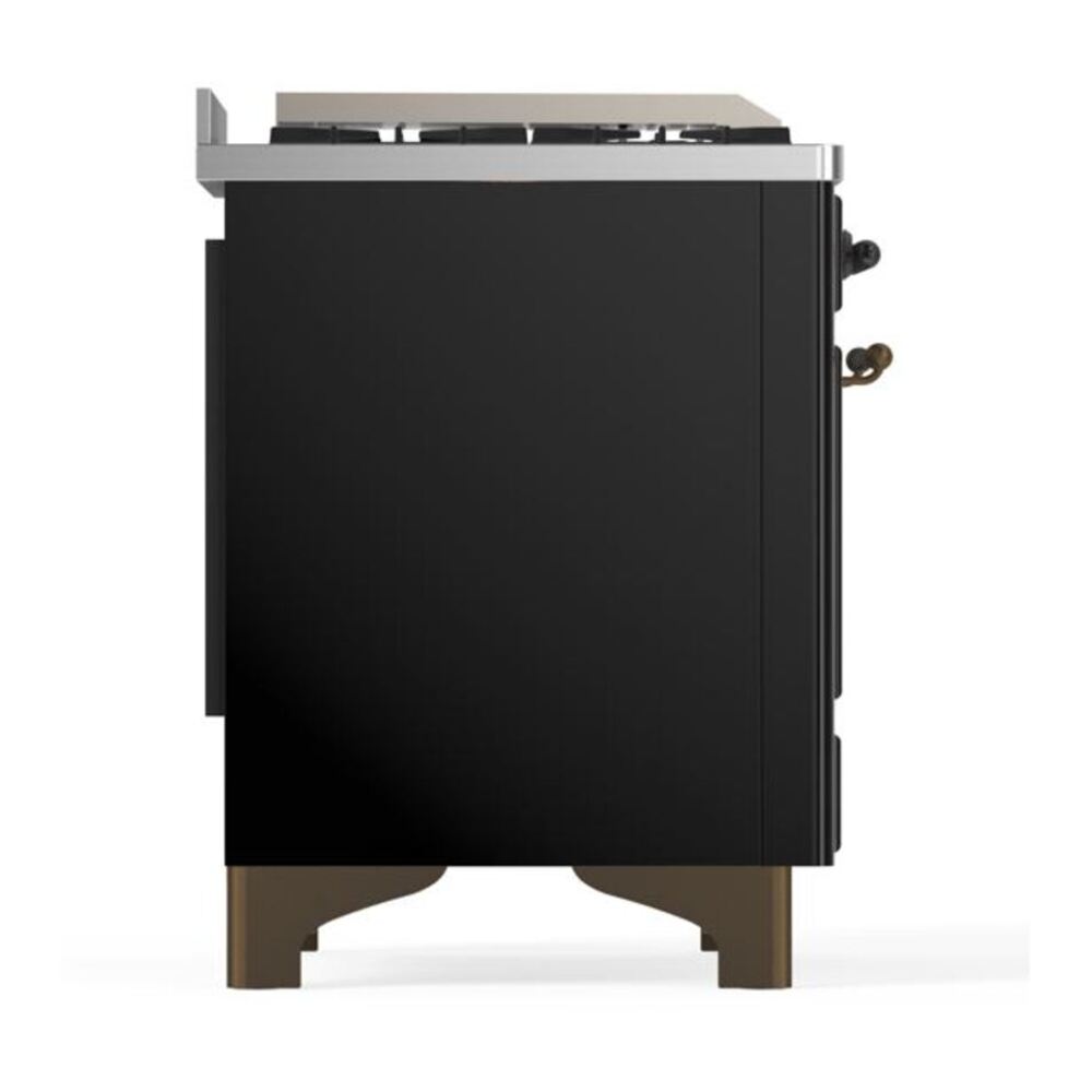 ILVE Majestic II 36" Glossy Black Dual Fuel Range with 6 Burners and Griddle Solid Door Liquid Propane