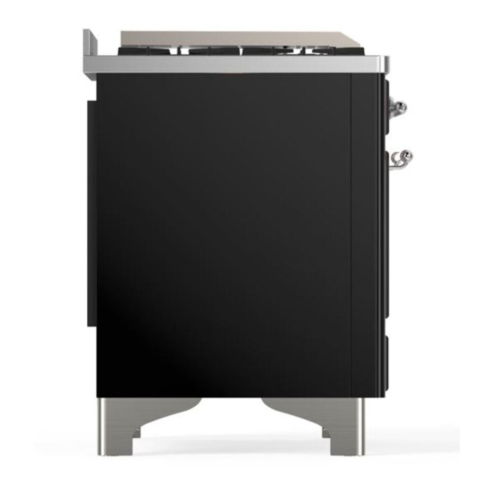 ILVE Majestic II 36 Inch Solid Door Dual Fuel Range Chrome Glossy Black Natural Gas