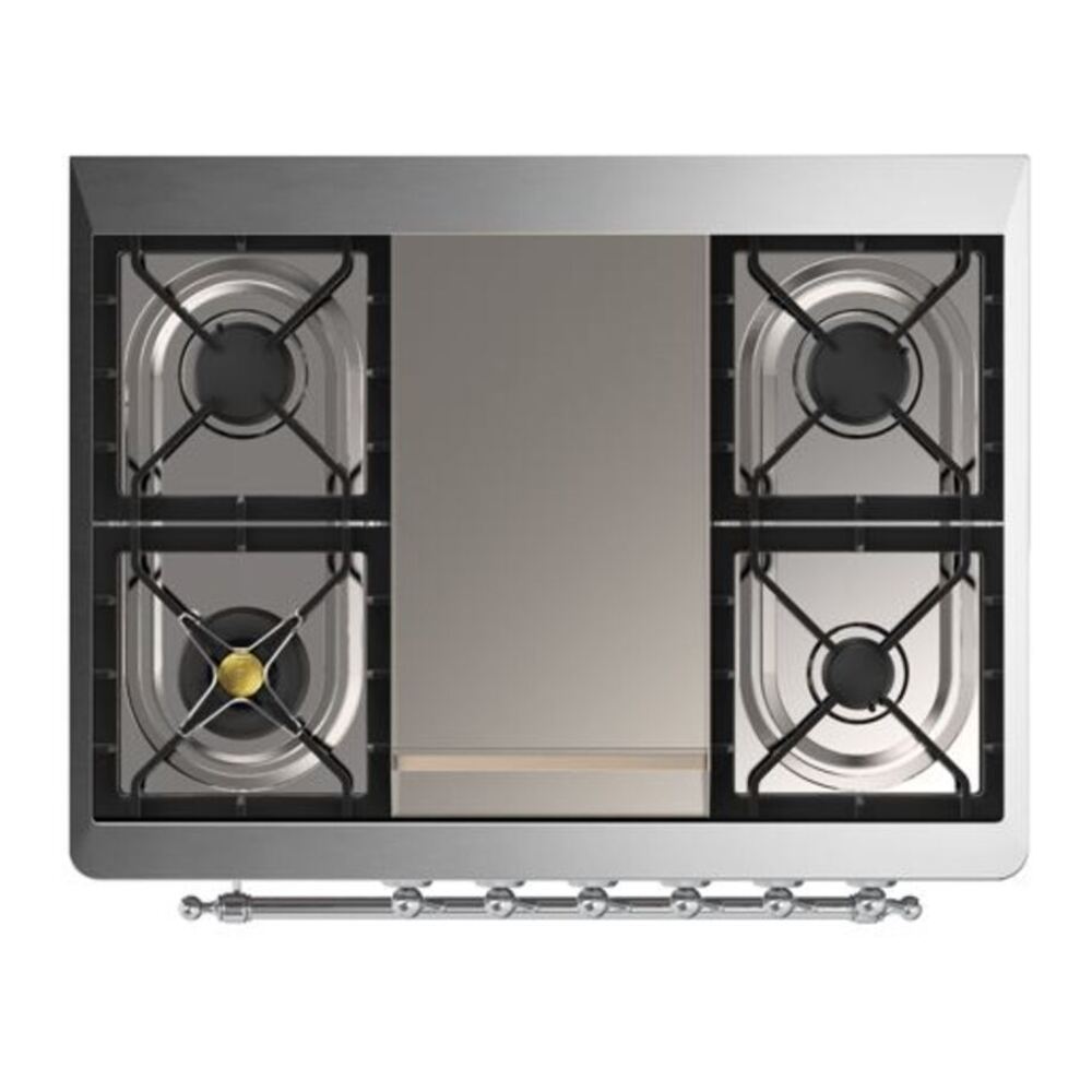ILVE Majestic II 36 Inch Solid Door Dual Fuel Range Chrome Glossy Black Natural Gas