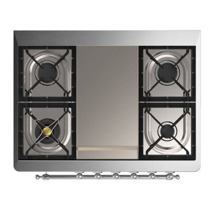 ILVE Majestic II 36 Inch Solid Door Dual Fuel Range Chrome Glossy Black Natural Gas