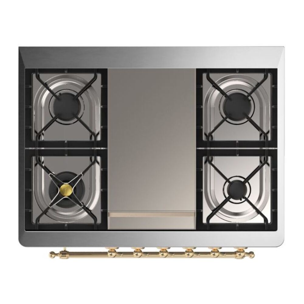 ILVE Majestic II 36 Inch Solid Door Dual Fuel Range Brass Glossy Black Natural Gas