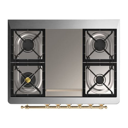 ILVE Majestic II 36 Inch Solid Door Dual Fuel Range Brass Glossy Black Natural Gas