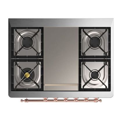 ILVE Majestic II 36 Inch Solid Door Dual Fuel Range Copper Trim Glossy Black