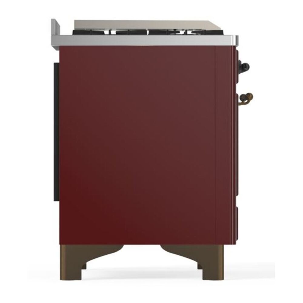 ILVE Majestic II 36 Inch Solid Door Dual Fuel Range Burnished Trim Burgundy