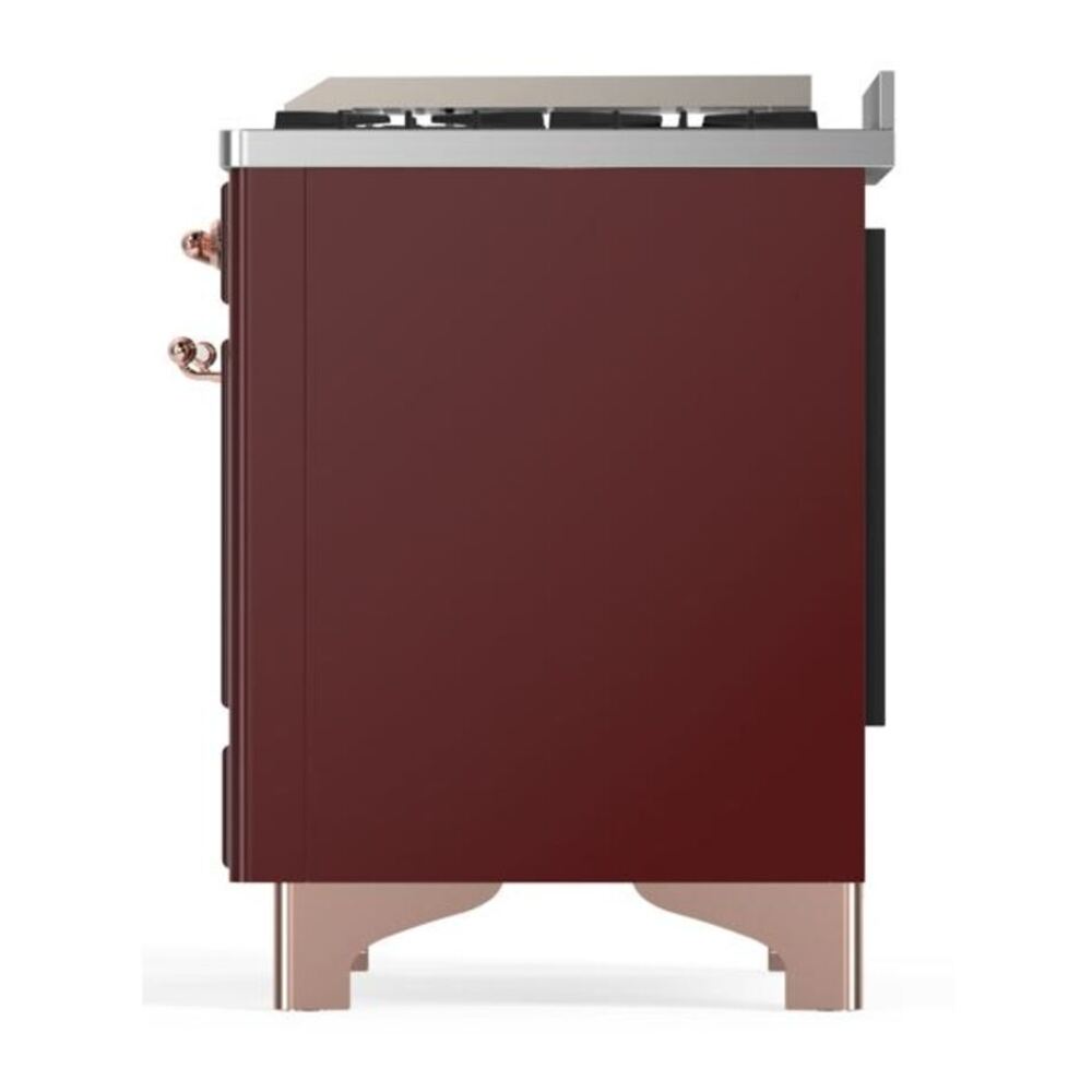 ILVE Majestic II 36 inch Solid Door Natural Gas Dual Fuel Range Copper Burgundy