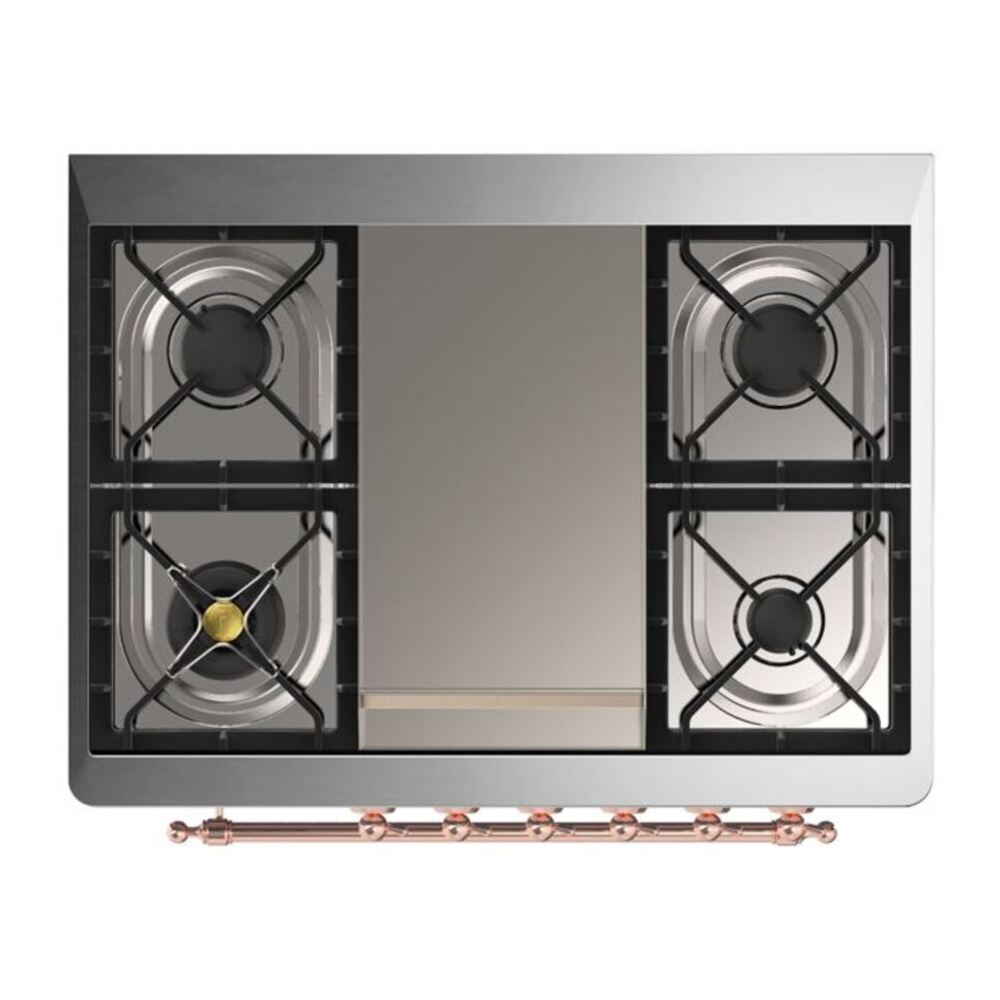 ILVE Majestic II 36 inch Solid Door Natural Gas Dual Fuel Range Copper Burgundy