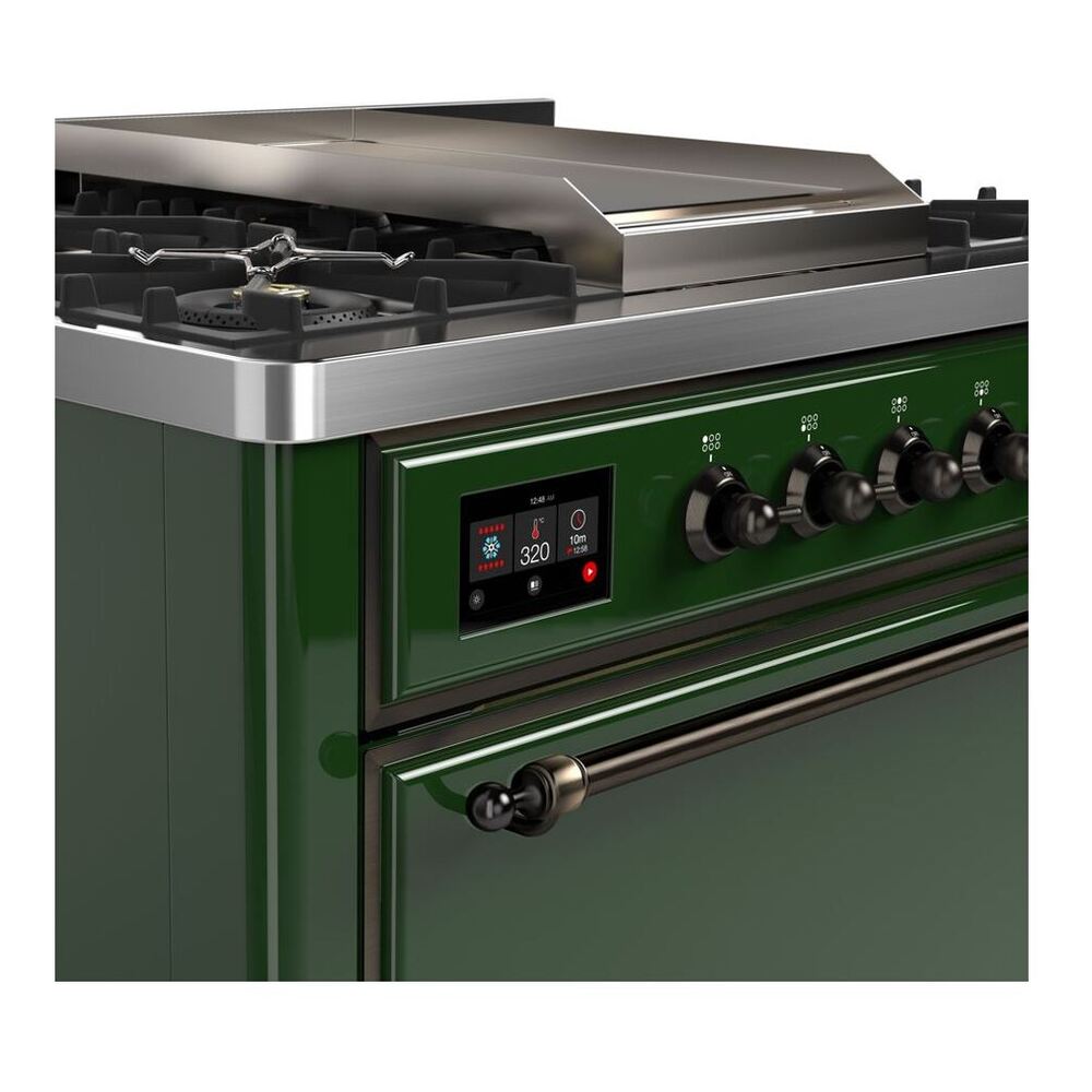 ILVE Majestic II 36 inch Solid Door Natural Gas Dual Fuel Range Burnished Emerald Green