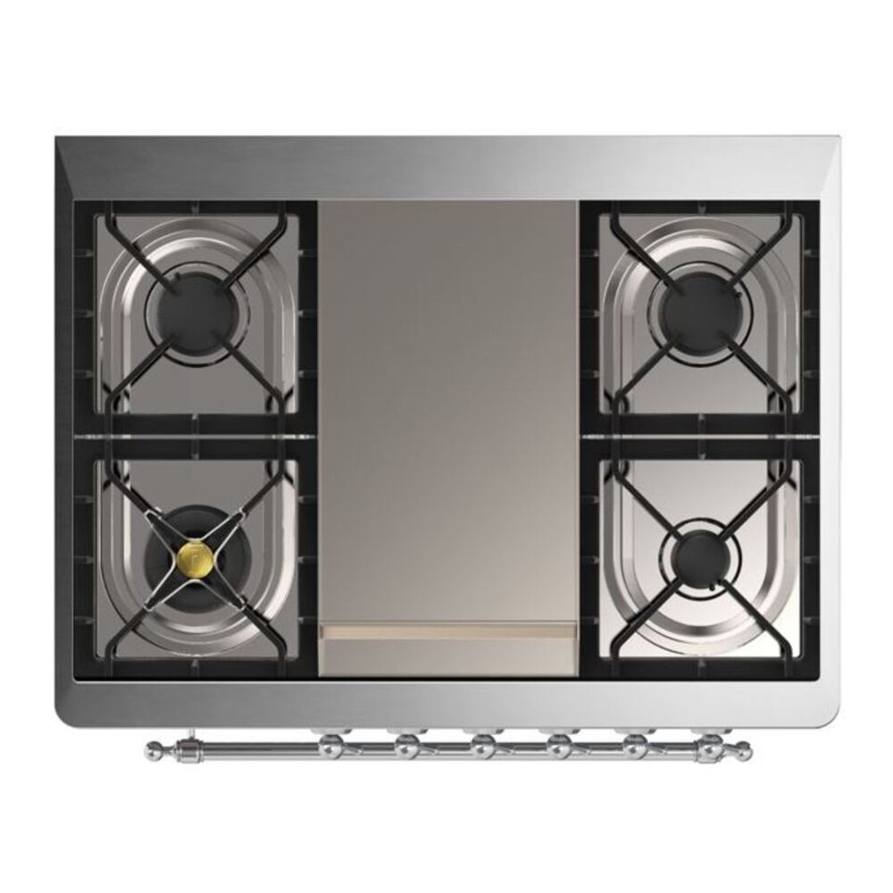 ILVE Majestic II 36 inch Solid Door Natural Gas Dual Fuel Range Chrome Emerald Green