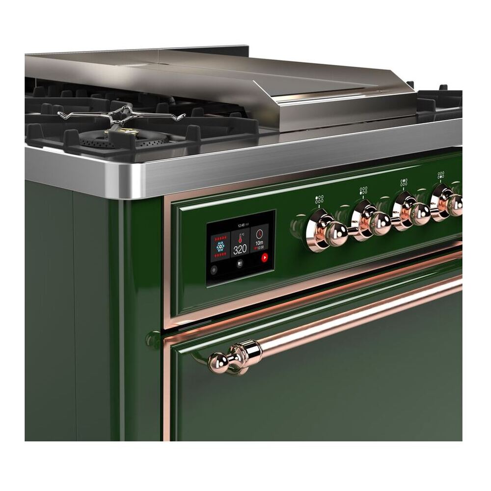 ILVE Majestic II 36 inch Solid Door Natural Gas Dual Fuel Range Copper Emerald Green