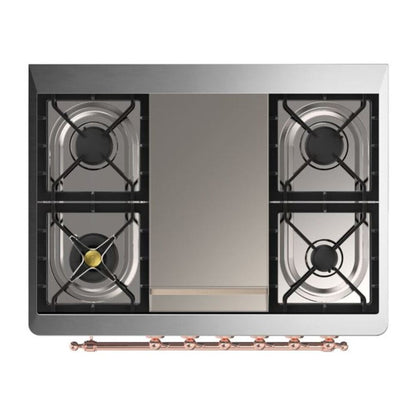 ILVE Majestic II 36 inch Solid Door Natural Gas Dual Fuel Range Copper Emerald Green