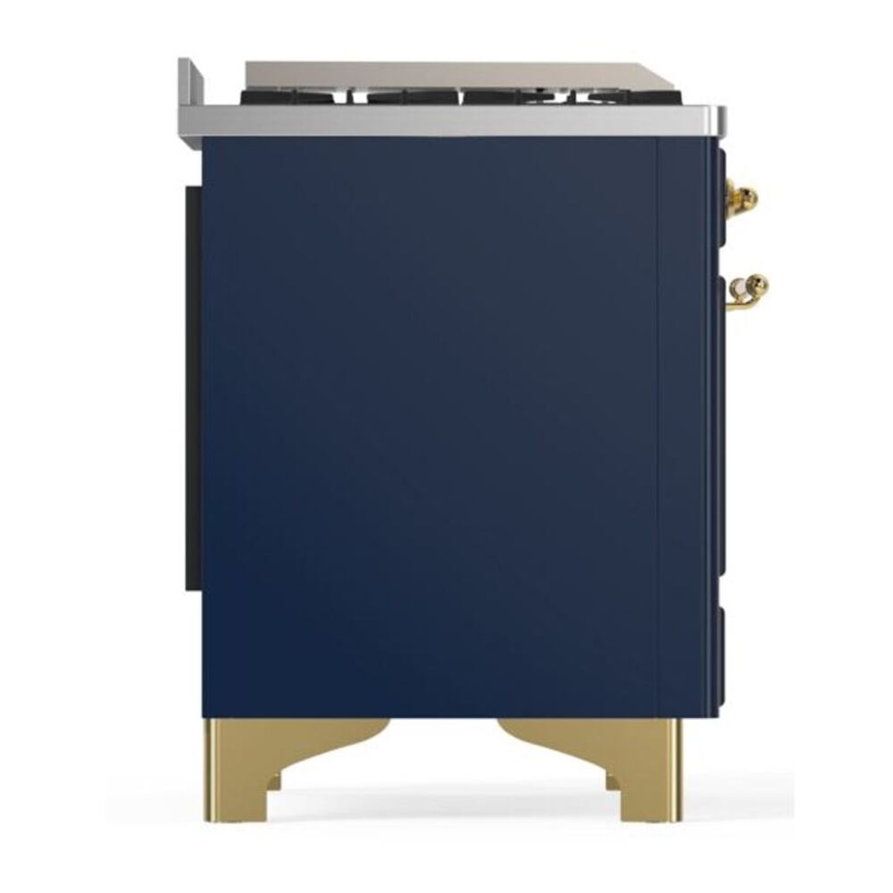 ILVE Majestic II 36 inch Solid Door Natural Gas Dual Fuel Range Brass Midnight Blue