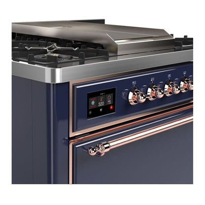 ILVE Majestic II 36 inch Solid Door Natural Gas Dual Fuel Range Copper Midnight Blue