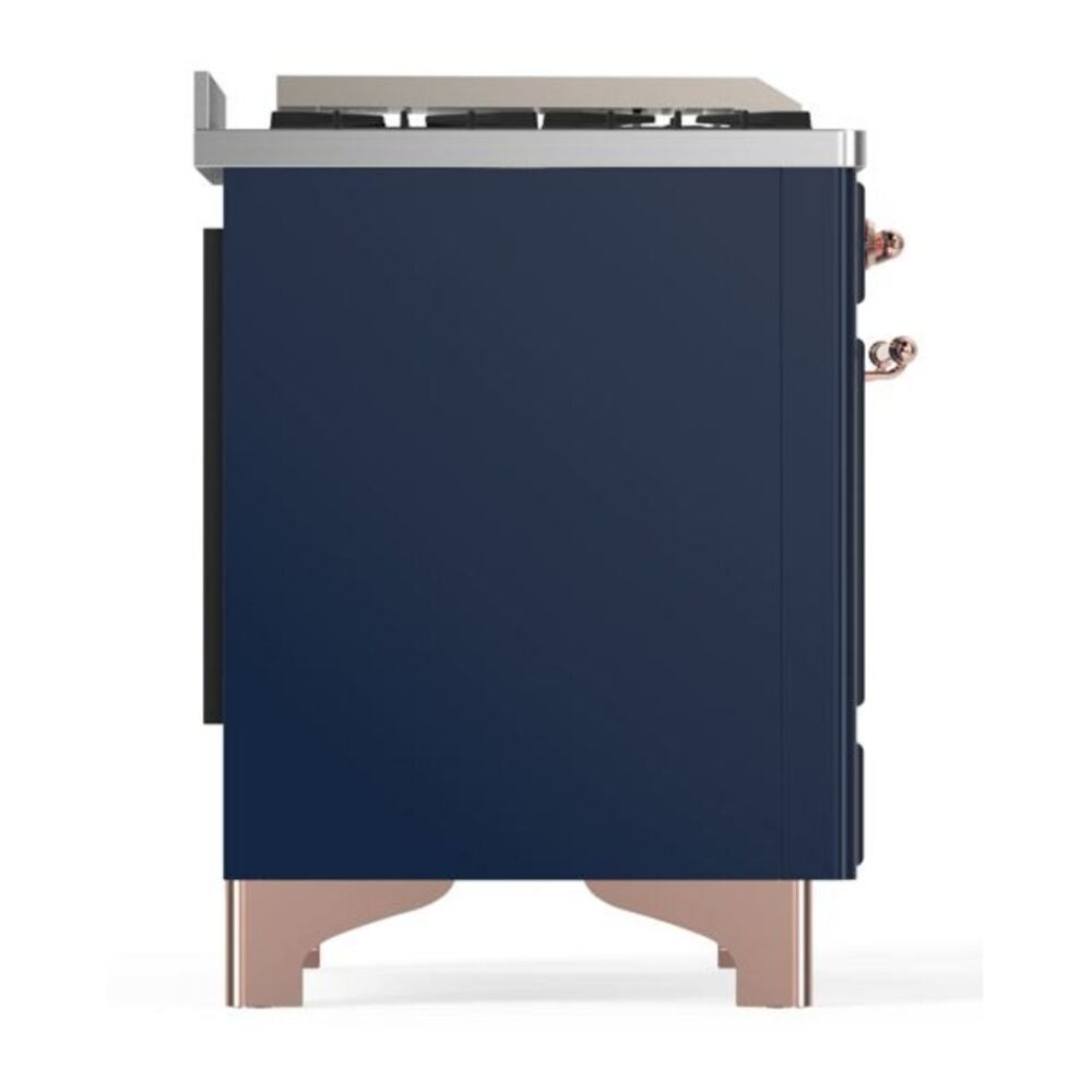 ILVE Majestic II 36 inch Solid Door Natural Gas Dual Fuel Range Copper Midnight Blue