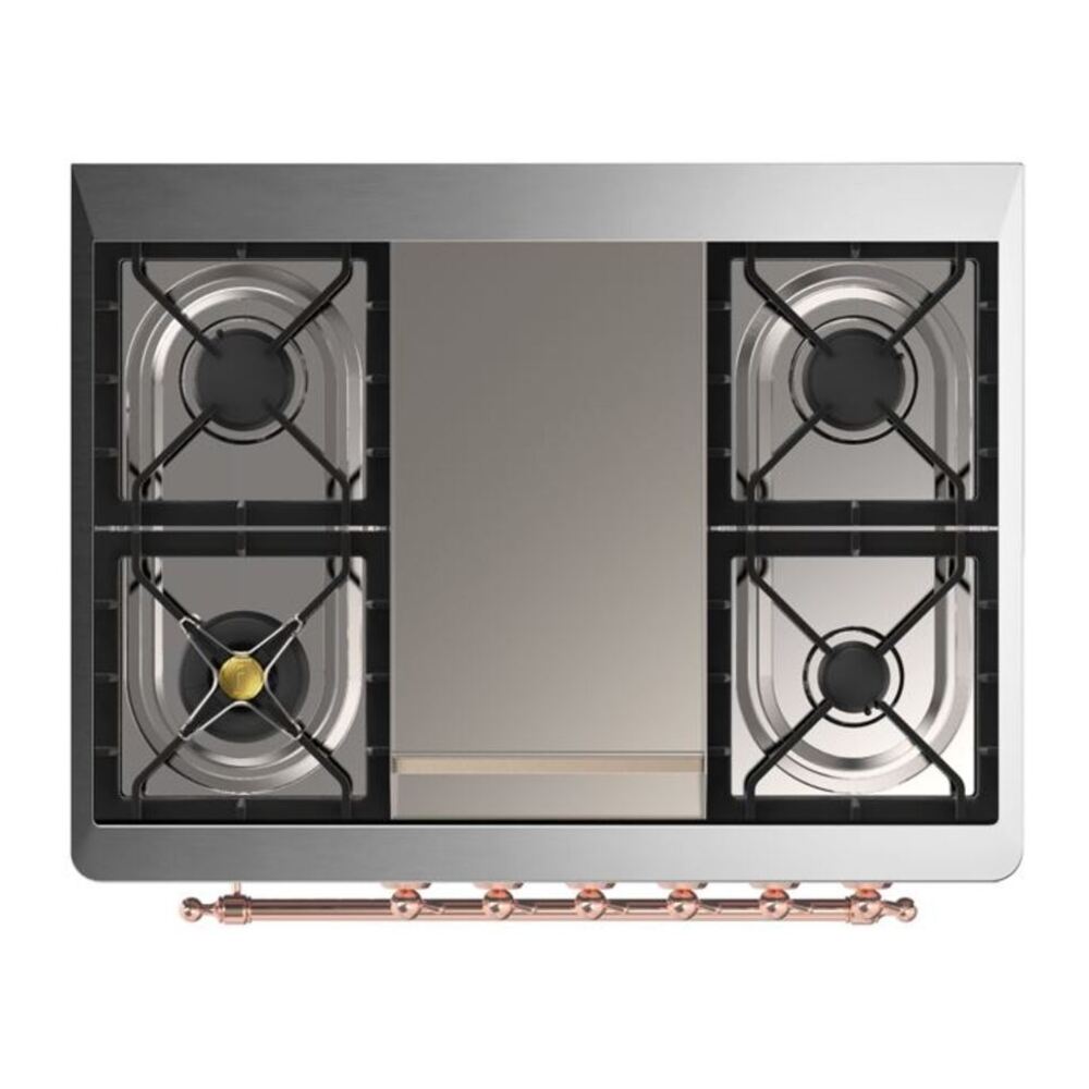 ILVE Majestic II 36 inch Solid Door Natural Gas Dual Fuel Range Copper Midnight Blue