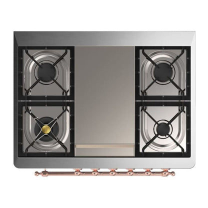 ILVE Majestic II 36 inch Solid Door Natural Gas Dual Fuel Range Copper Midnight Blue