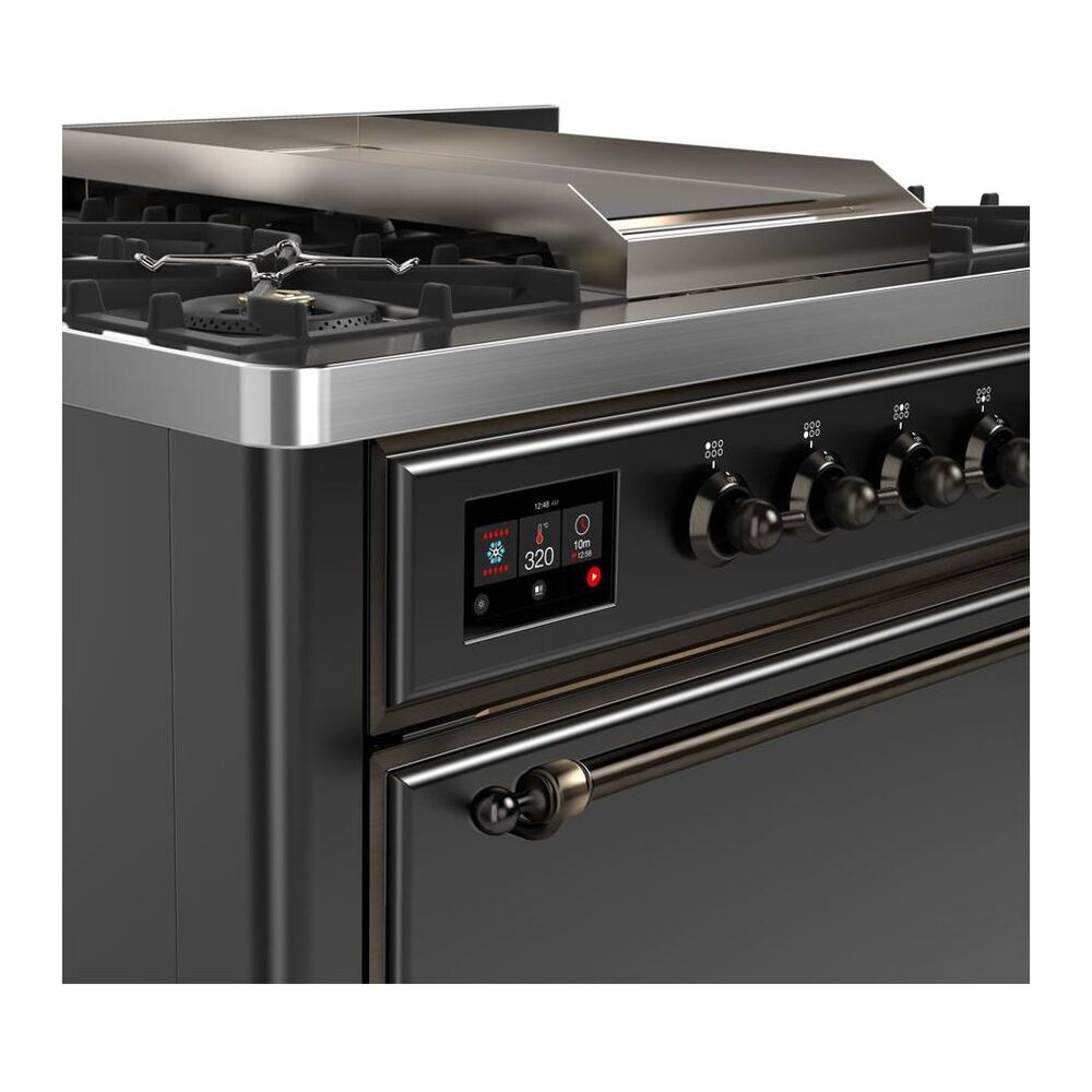 ILVE Majestic II 36 inch Solid Door Natural Gas Dual Fuel Range Burnished Graphite Matte