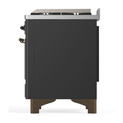 ILVE Majestic II 36 inch Solid Door Natural Gas Dual Fuel Range Burnished Graphite Matte