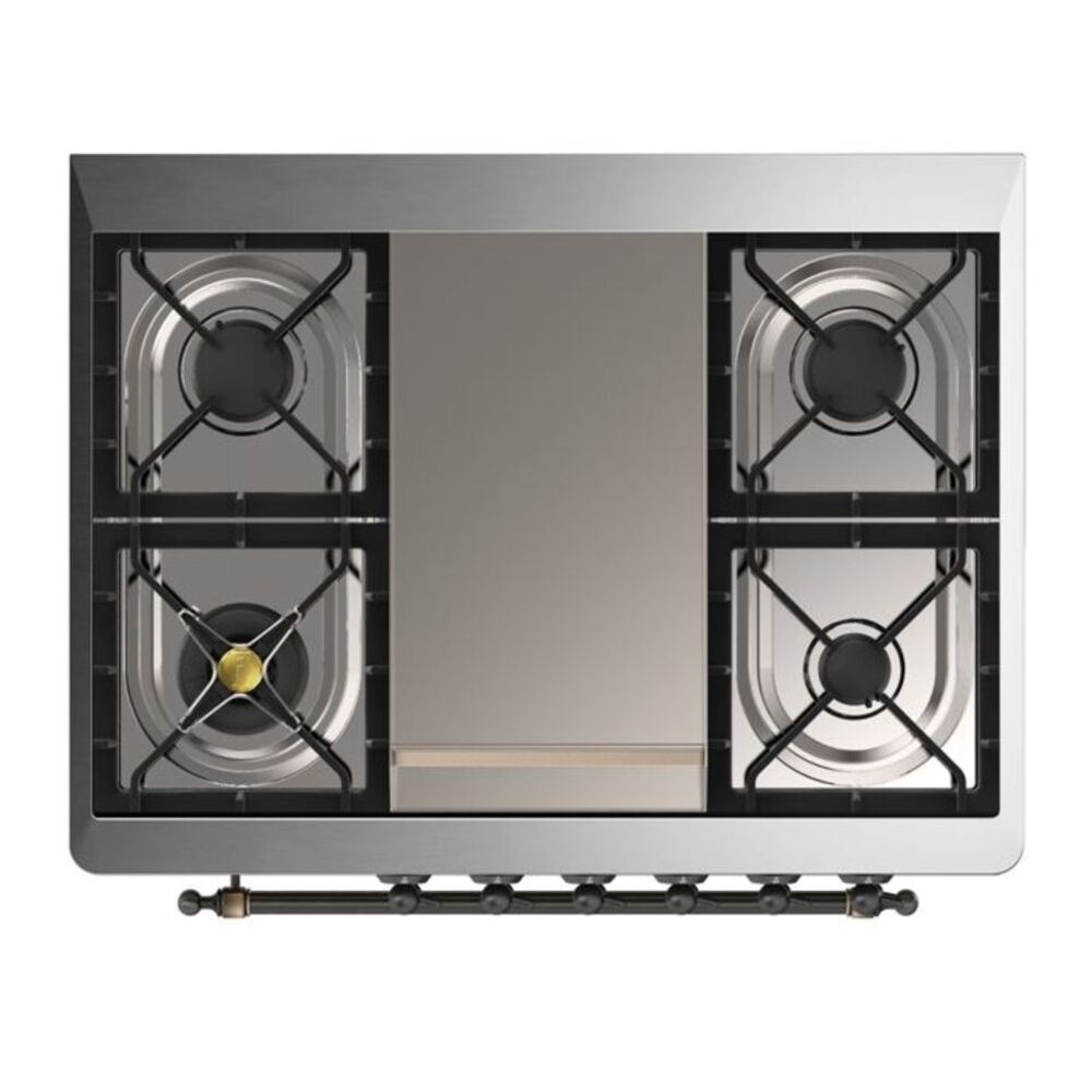 ILVE Majestic II 36 inch Solid Door Natural Gas Dual Fuel Range Burnished Graphite Matte