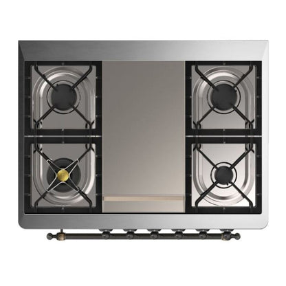 ILVE Majestic II 36 inch Solid Door Natural Gas Dual Fuel Range Burnished Graphite Matte
