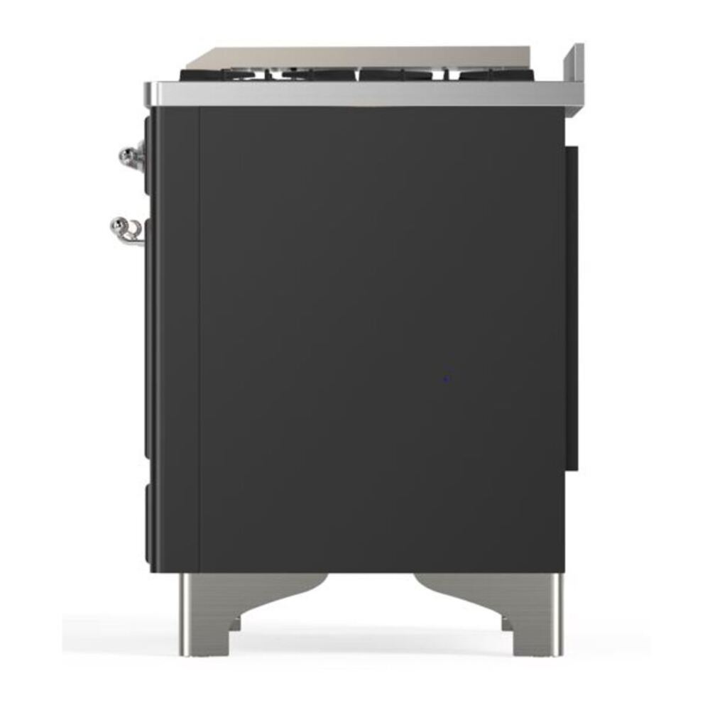 ILVE Majestic II 36 inch Solid Door Natural Gas Dual Fuel Range Chrome Graphite Matte