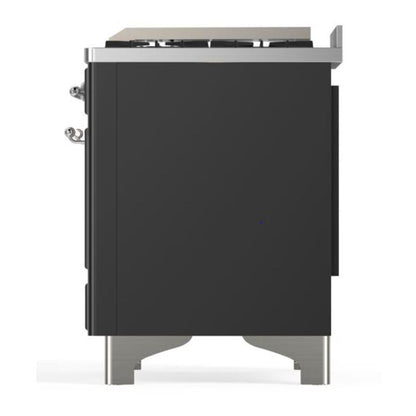 ILVE Majestic II 36 inch Solid Door Natural Gas Dual Fuel Range Chrome Graphite Matte
