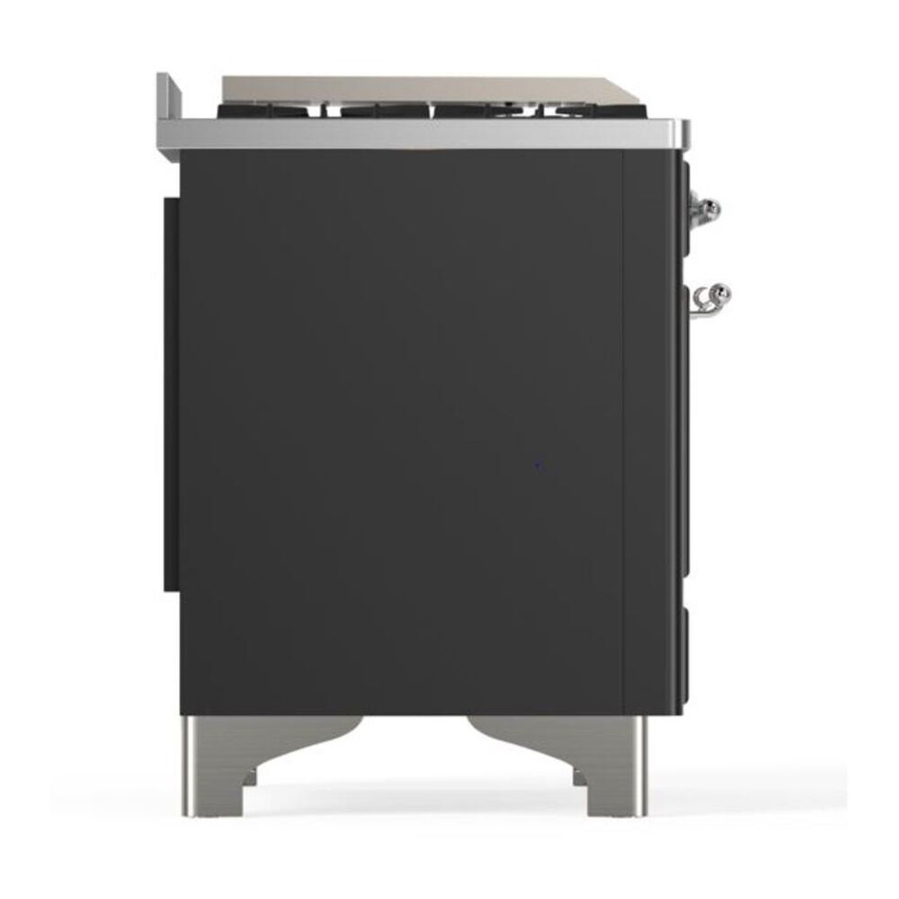 ILVE Majestic II 36 inch Solid Door Natural Gas Dual Fuel Range Chrome Graphite Matte