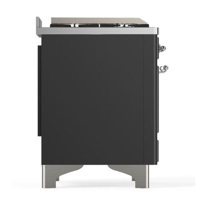 ILVE Majestic II 36 inch Solid Door Natural Gas Dual Fuel Range Chrome Graphite Matte