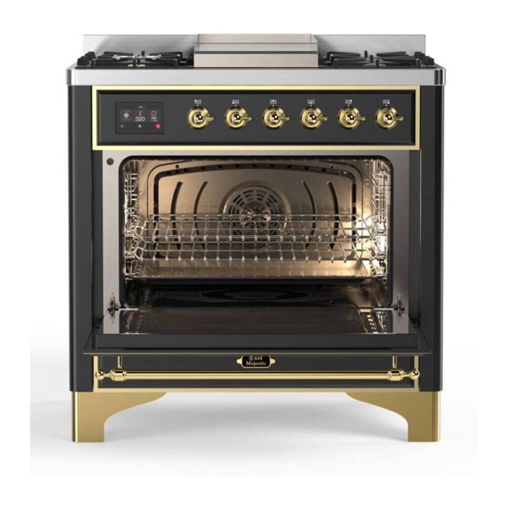 ILVE Majestic II 36 inch Solid Door Natural Gas Dual Fuel Range Copper Graphite Matte