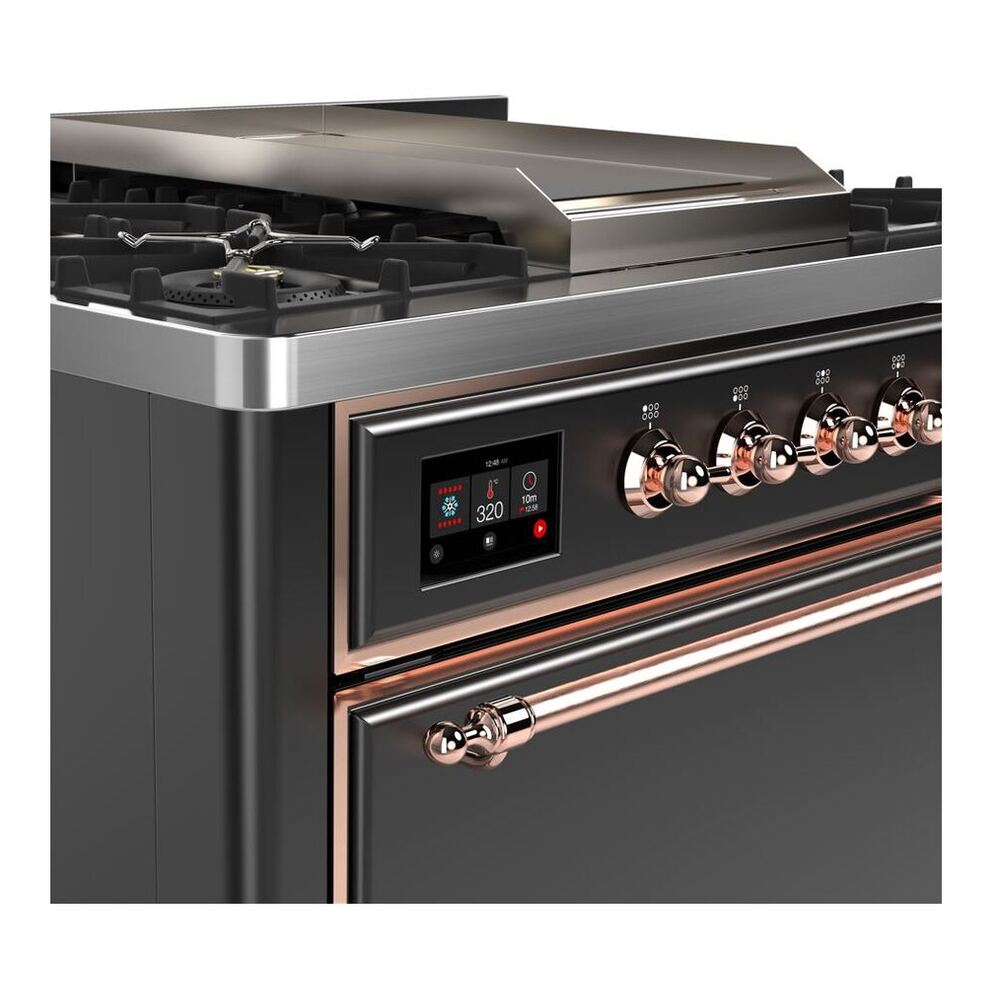 ILVE Majestic II 36 inch Solid Door Natural Gas Dual Fuel Range Copper Graphite Matte