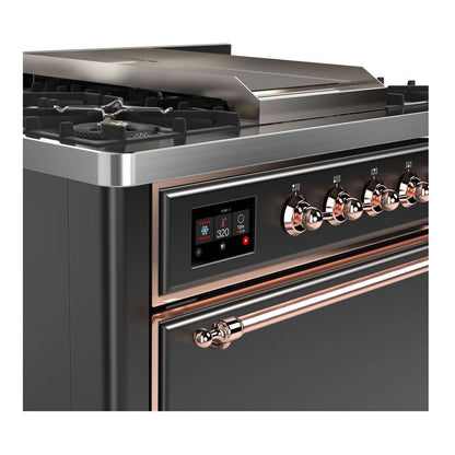 ILVE Majestic II 36 inch Solid Door Natural Gas Dual Fuel Range Copper Graphite Matte