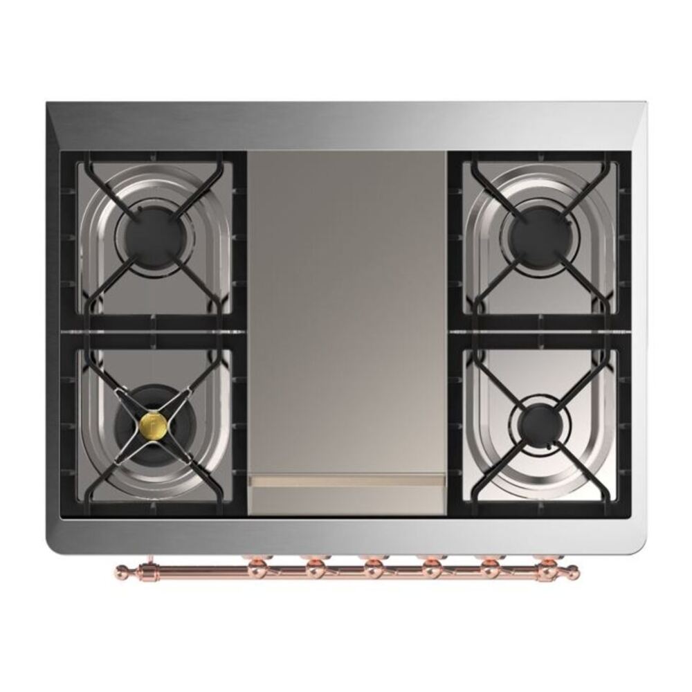 ILVE Majestic II 36 inch Solid Door Natural Gas Dual Fuel Range Copper Graphite Matte